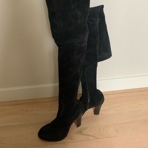 Christian Louboutin Suede Kiss Me Gina over-the- knee boots in black